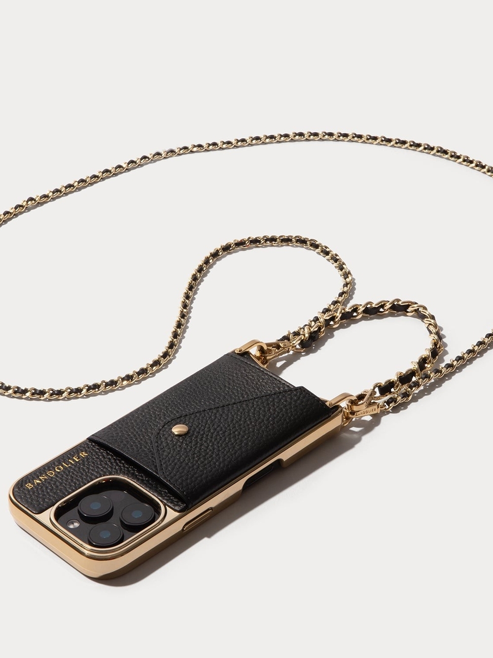 Bandolier Lily Duet Crossbody and Wristlet Phone Case in Black/Gold